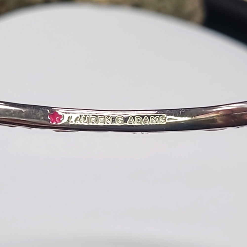 LAUREN G ADAMS Daisy Love Stackable Coral Enamel Crystal/Rhinestone Bracelet - Picture 14 of 16